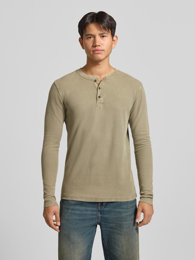 Superdry Longsleeve mit Strukturmuster und Knopfleiste Khaki 4