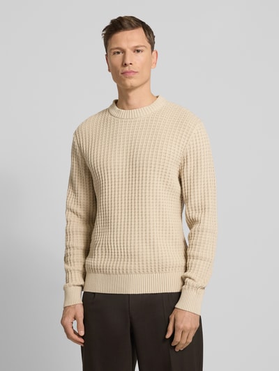 SELECTED HOMME Regular fit gebreide pullover van puur biologisch katoen, model 'TOM' Beige - 4