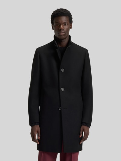HUGO Regular fit lange wollen jas met opstaande kraag, model 'MINTRAX2541' Zwart - 4