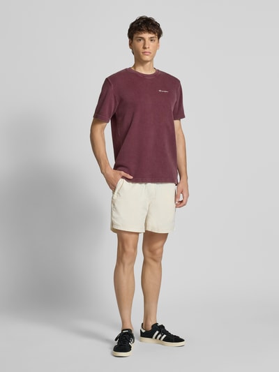 CHAMPION T-Shirt mit Strukturmuster und Rundhalsausschnitt Bordeaux 1