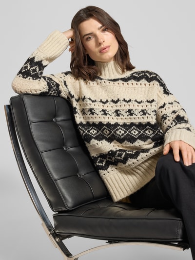 Vero Moda Regular Fit Strickpullover mit Mock Neck Modell 'AMPLE' Offwhite 3