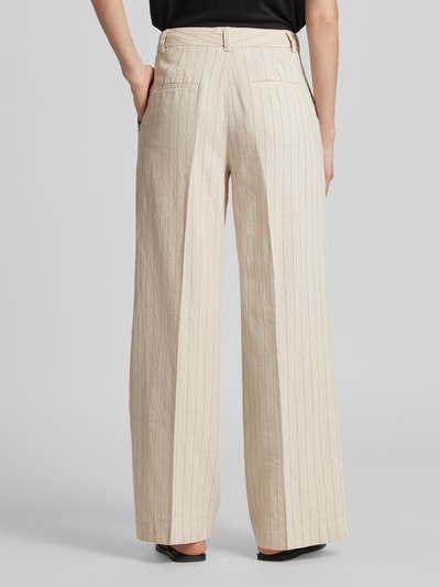 MSCH Copenhagen Spodnie lniane o kroju regular fit ze wzorem w cienkie prążki model ‘Jonalyn’ Piaskowy 5