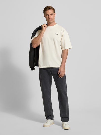 WOODBIRD T-shirt met labelprint, model 'Beam' Offwhite - 1