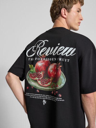 REVIEW T-Shirt mit Logo- und Statement-Print Black 3
