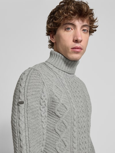 Superdry Strickpullover mit Zopfmuster Modell 'Jacob' Hellgrau 3