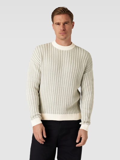 JAKE*S STUDIO MEN Gebreide pullover met streepmotief Lichtturquoise - 4