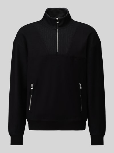 HUGO Regular Fit Troyer aus Baumwoll-Mix Modell 'Deren' Black 2