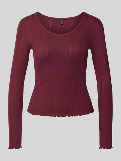 ONLY Slim Fit Langarmshirt mit Baumwoll-Anteil Modell 'TENNA' Bordeaux 1