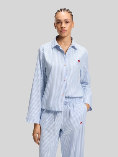 HUGO Loose Fit Pyjama-Oberteil aus Baumwoll-Viskose-Mix Modell 'DREEM' Hellblau 4
