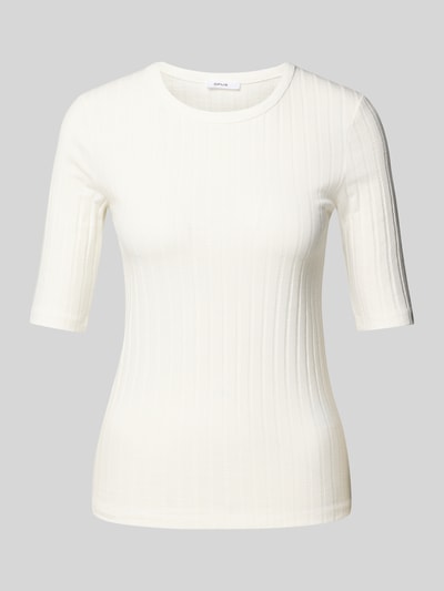 OPUS T-Shirt in Ripp-Optik Modell 'Savka' Offwhite 1