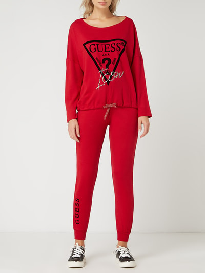 Guess Loungehose mit Stretch-Anteil und Logo-Flockprint  Rot 1