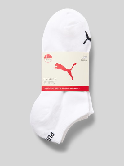 Produktfoto, Sneakersocken mit Logo im 4er-Pack von PUMA für Herren aus Baumwoll-Mix mit Stretch-Anteil, körpernahe Passform, weiß.