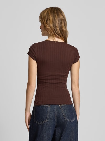 Tommy Jeans Slim fit shirt met ribstructuur Chocoladebruin - 5