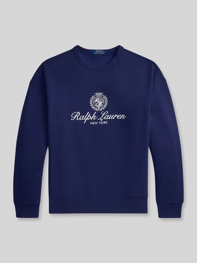 Produktfoto, Regular Fit Sweatshirt aus Baumwoll-Mix von Polo Ralph Lauren in Dunkelblau, Optik: Unifarben, Label-Print, Materialverarbeitung: Sweat