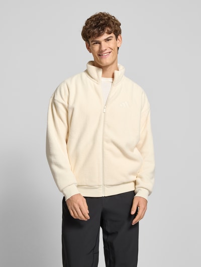 adidas Sportswear Fleecejack met opstaande kraag en labelstitching Offwhite - 4
