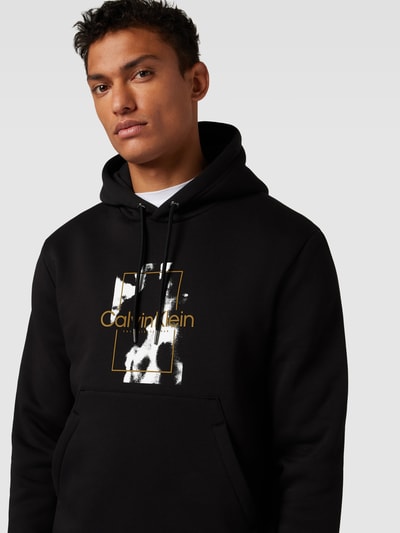 CK Calvin Klein Hoodie met labelprint, model 'CAMO' Zwart - 3