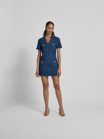 Self-Portrait Jeanskleid mit Umlegekragen Marine 1