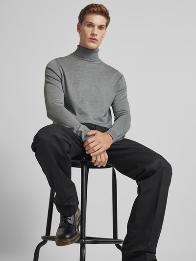 Only & Sons Rollkragenpullover mit Label-Applikation Modell 'WYLER' Hellgrau Melange 3