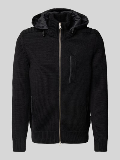 Marc O'Polo Regular Fit Outdoor-Strickjacke aus Schurwoll-Baumwoll-Mix mit abnehmbarer Kapuze Black 2