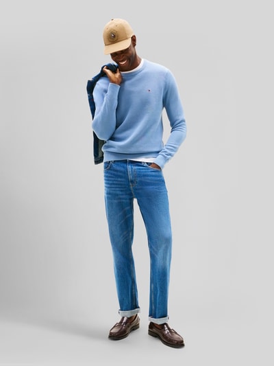 Tommy Hilfiger Regular Fit Strickpullover aus reiner Baumwolle Hellblau 1