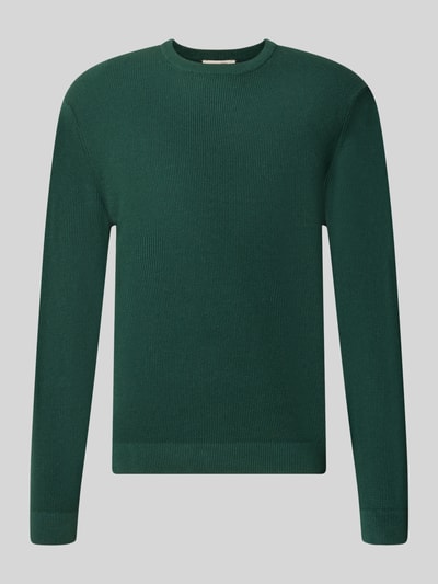Productfoto, donkergroene katoenen trui Regular Fit Pullover aus reiner Baumwolle model 'TONY' van ONLY voor Heren, fijne ribstructuur
