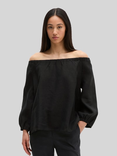 Marc O'Polo Regular Fit Bluse aus reinem Leinen mit Carmen-Ausschnitt Black 4