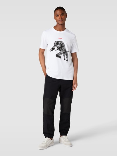 HUGO T-Shirt mit Motiv-Print Modell 'Darpione' Weiss 1