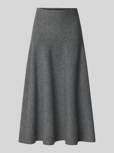 Produktfoto, Midirock aus Wolle-Kaschmir-Mix von Luisa Cerano in grau, a-lijn, elastische tailleband, ribbelstructuur, strick-look