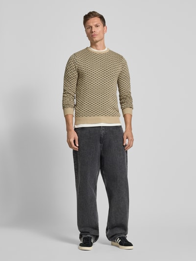 Blend Gebreide pullover met ribboorden, model 'BALEN' Beige - 1