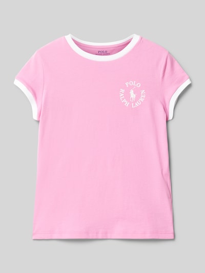 Polo Ralph Lauren Teens T-shirt met logo- en labelprint Felroze - 1