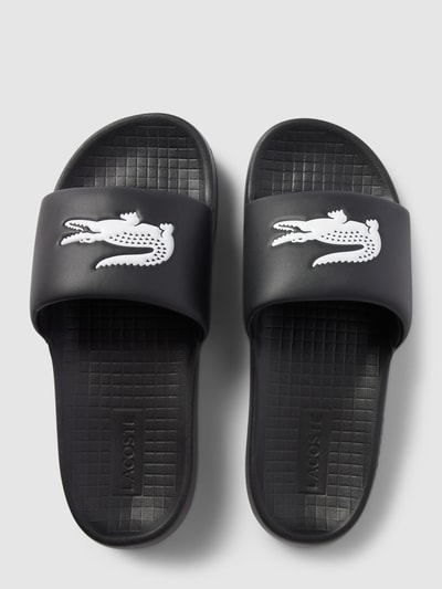 Lacoste Slippers met labeldetails, model 'Croco' Zwart - 4