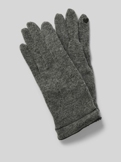 Roeckl Handschuhe aus Woll-Mix Modell 'Leather Piping Touch' Mittelgrau 1