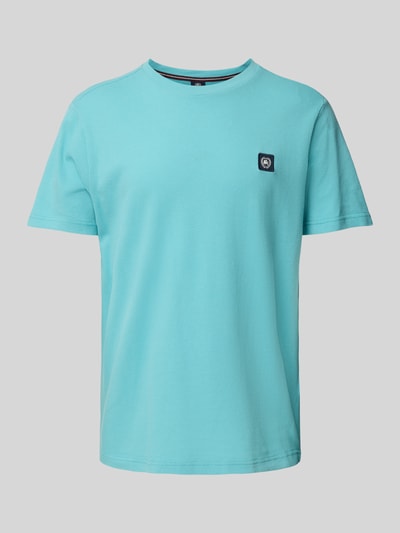 Lerros T-shirt met structuurmotief en ronde hals Turquoise - 2