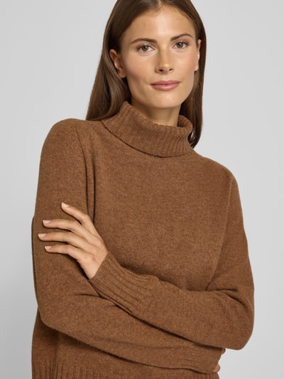 Fynch-Hatton Rollkragenpullover mit gerippten Abschlüssen Mittelbraun Mel 3