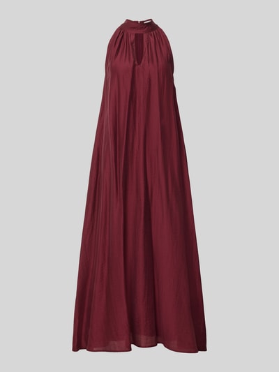 Produktfoto, Midikleid aus Lyocell-Mix mit Cut-Out von Jake*s Collection in Bordeaux, A-Linie, glatte Textur, Neckholder, Rückenlänge 126 cm, Brustweite 46 cm für Damen.