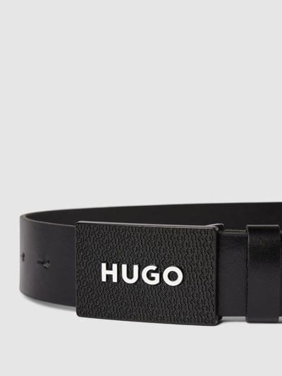 HUGO CLASSIFICATION Riem van runderleer met labeldetail, model 'Gilao' Zwart - 2