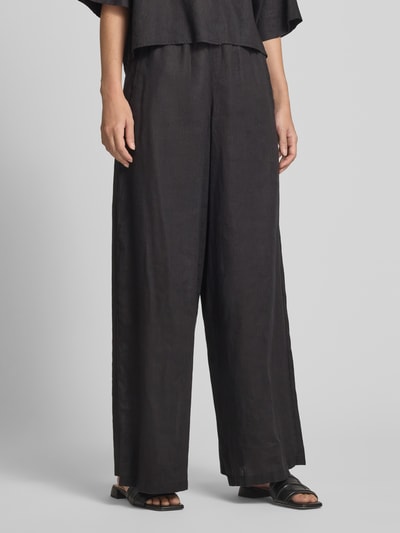 Drykorn Loose fit linnen broek met elastische band Zwart - 4