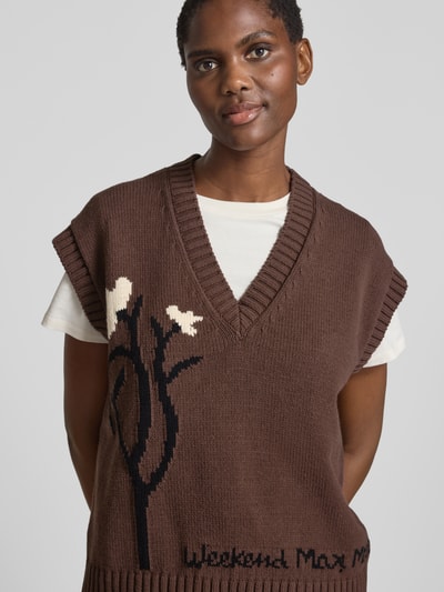 Weekend Max Mara Strickpullover mit Kappärmeln Modell 'CRUSCA' Dunkelbraun 3