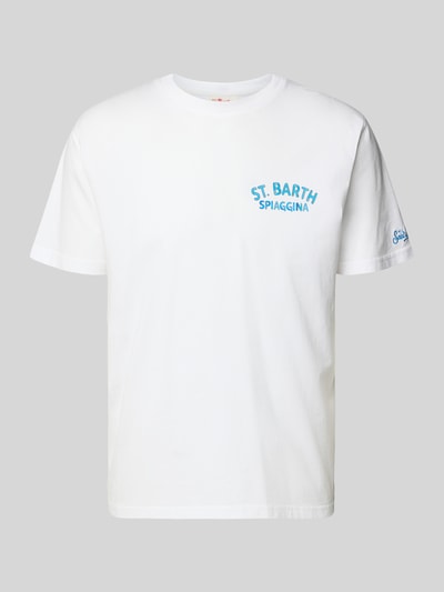 Produktfoto, weißes T-Shirt mit Label-Prints Modell 'PORTLAND' von MC2 Saint Barth aus reiner Baumwolle, Regular Fit, Rundhalsausschnitt