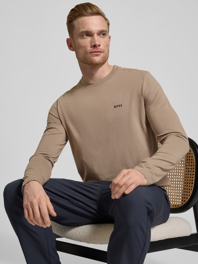 BOSS Green Longsleeve mit Label-Print Beige 3