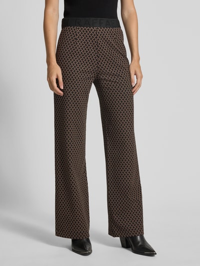 Raffaello Rossi Spodnie materiałowe z szeroką nogawką i elastycznym pasem z logo model ‘ELAINE’ Średniobrązowy 4