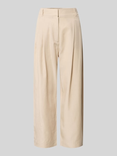 Produktfoto, Hose aus Lyocell-Leinen-Mix mit Gesäßtaschen von JAKE*S STUDIO WOMAN, beige Farbe, Relaxed Fit, sichtbare Drapierungen, glatte Textur