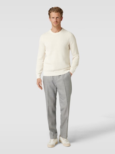 Marc O'Polo Gebreide pullover met labelstitching Offwhite - 1