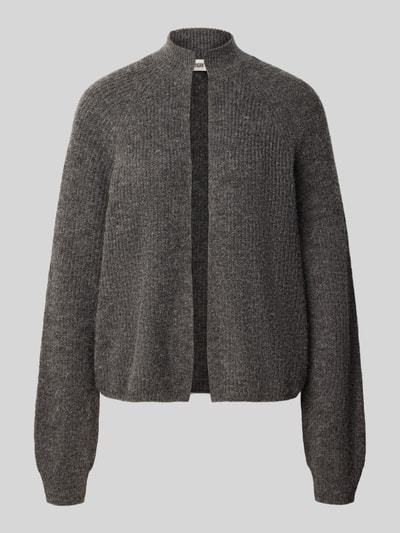 Produktfoto, Strickjacke aus Woll-Mix Modell 'LISINE' von DRYKORN in Dunkelgrau, weiche Textur, Stehkragen, Regular Fit, Alpaka-Anteil