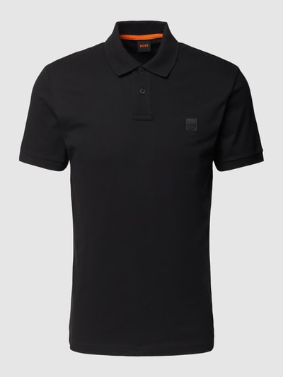 BOSS Orange Slim fit poloshirt met korte knoopsluiting Zwart - 2