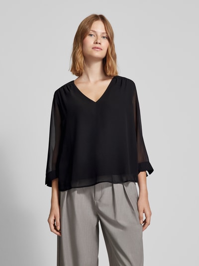 s.Oliver BLACK LABEL Regular fit blouse met lange mouwen en plooien Zwart - 4