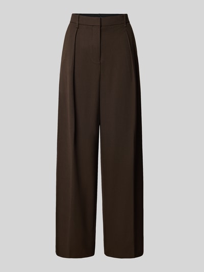 MANGO Bundfaltenhose aus Viskose-Mix Modell 'LEO' Dunkelbraun 1