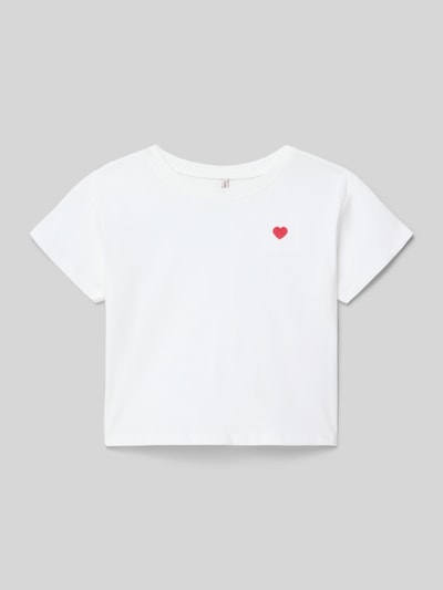 Only Regular fit T-shirt van puur katoen, model 'MAIKEN LIFE HEART' Wit - 1