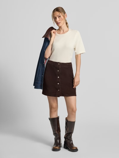 VERO MODA spódnica mini o kroju regular fit z mieszanki bawełny model 'ETTA' Czekoladowy 1