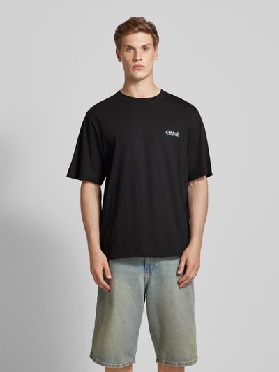 Jack & Jones T-shirt met labelprint, model 'TAORMINA' Zwart - 4